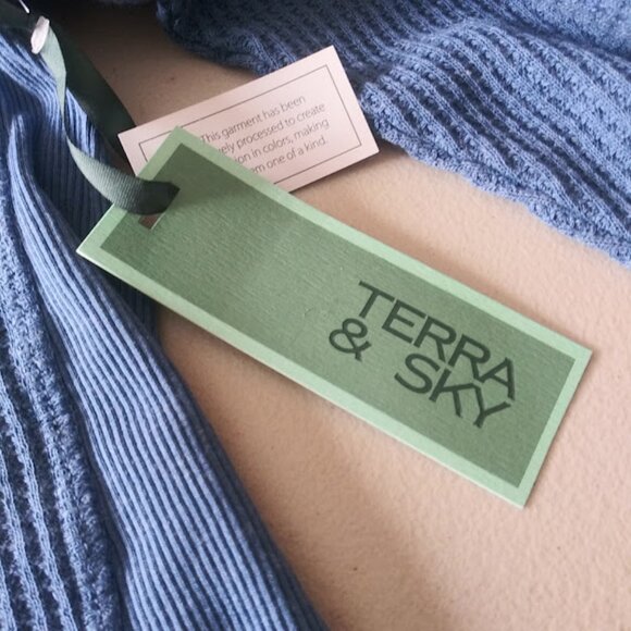 Terra & Sky women's size 1X blue waffle knit sweater - Picture 10 of 12